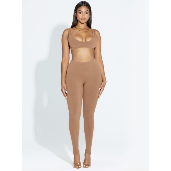 NEW naked wardrobe snatched Brown High Waist women's Leggings 86% rayon Sz S - Picture 2 of 11